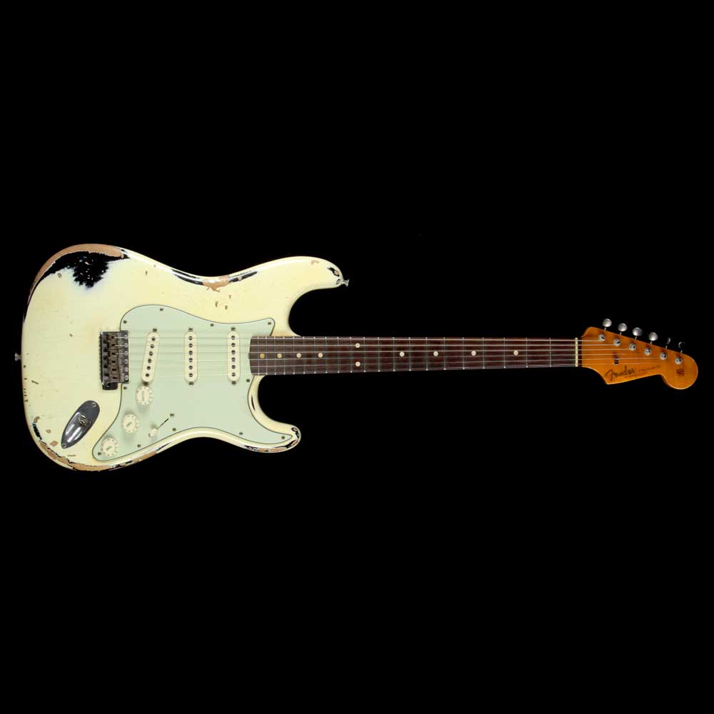 Fender Custom Shop 1962 Stratocaster Faded Vintage White Over Black Heavy Relic 2014 — 2