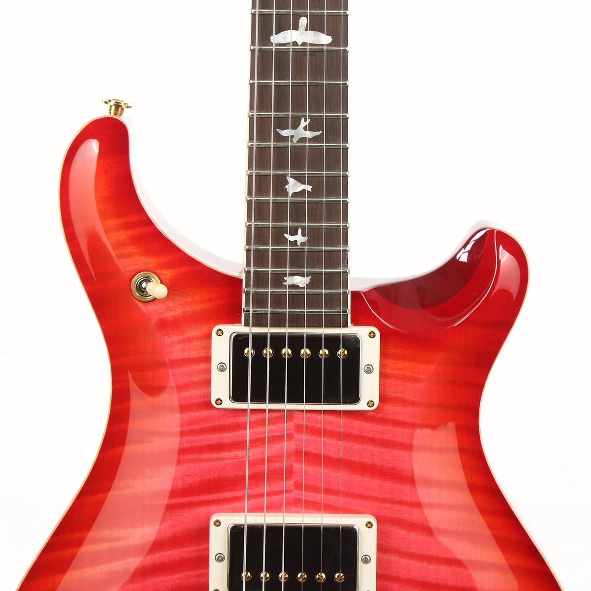 PRS McCarty 594 Wood Library Artist Grade Flame Maple and Brazilian Rosewood Fretboard Bonnie Pink Cherry Burst — 7