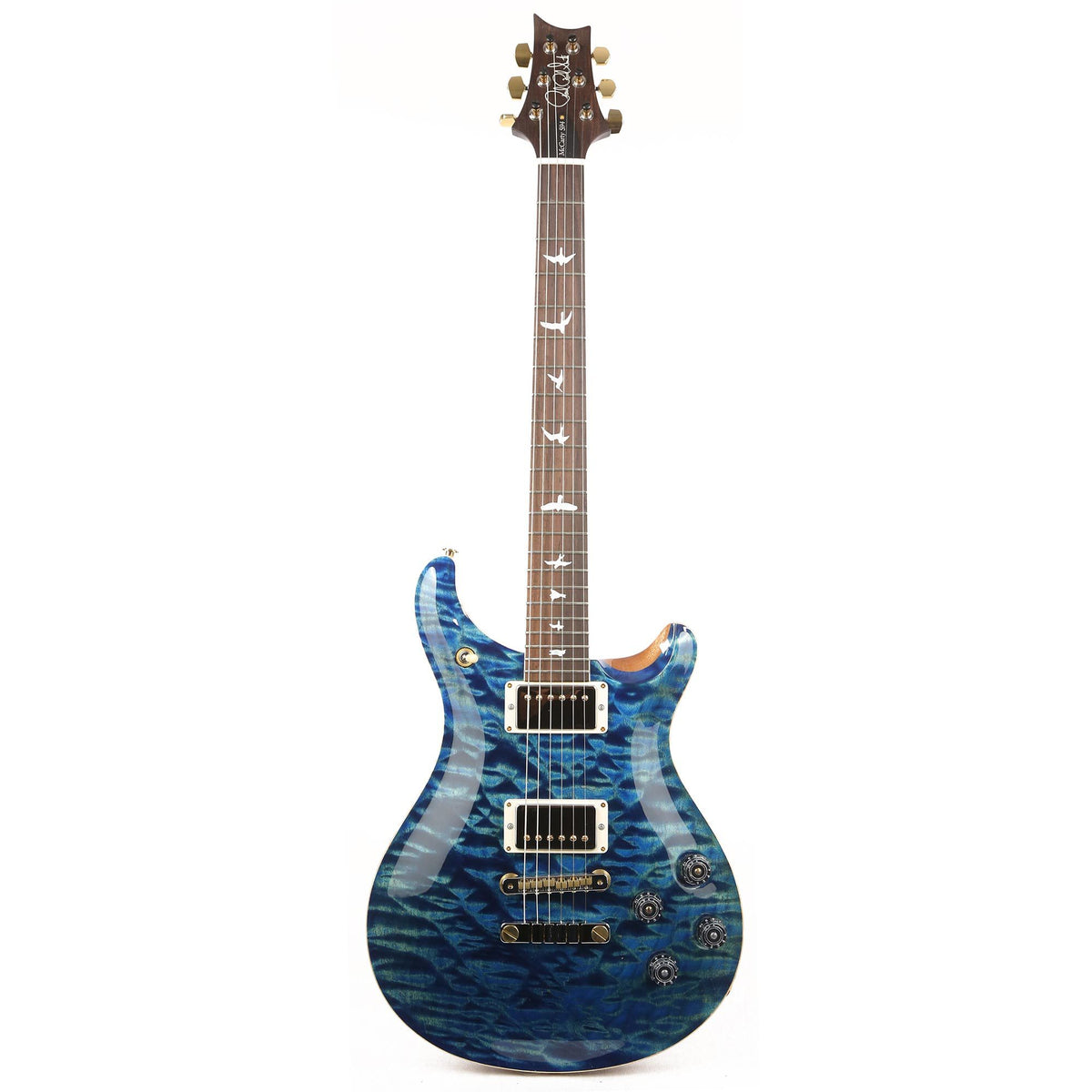PRS McCarty 594 Wood Library 10-Top Quilt Maple and Brazilian Rosewood Fretboard River Blue — 2