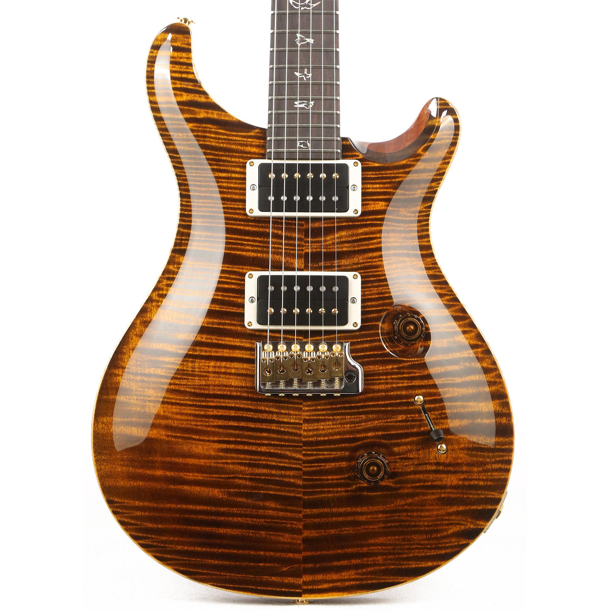 PRS Custom 24 Wood Library West Coast Flame Maple and Rosewood Neck Yellow Tiger — 1