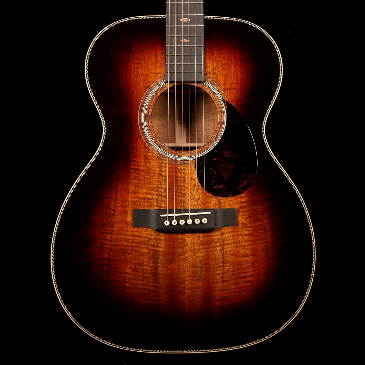 Martin Custom Shop OM Premium Flame Koa Sunburst — 1