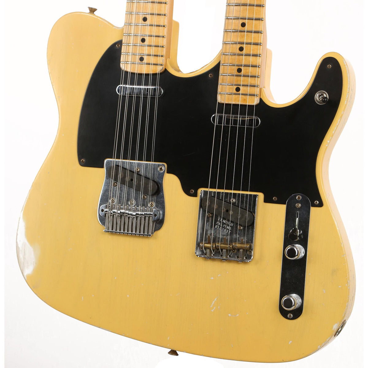 Fender Custom Shop Double Neck Telecaster 6 and 12-String Necks Masterbuilt Dennis Galuszka Relic Butterscotch Blonde — 6
