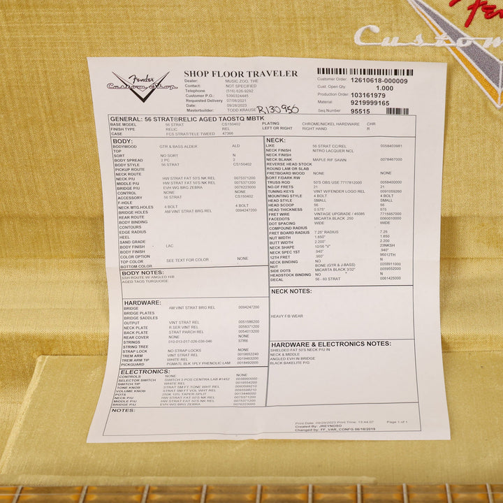 Fender Custom Shop '56 Stratocaster HSS Masterbuilt Todd Krause Aged Taos Turquoise