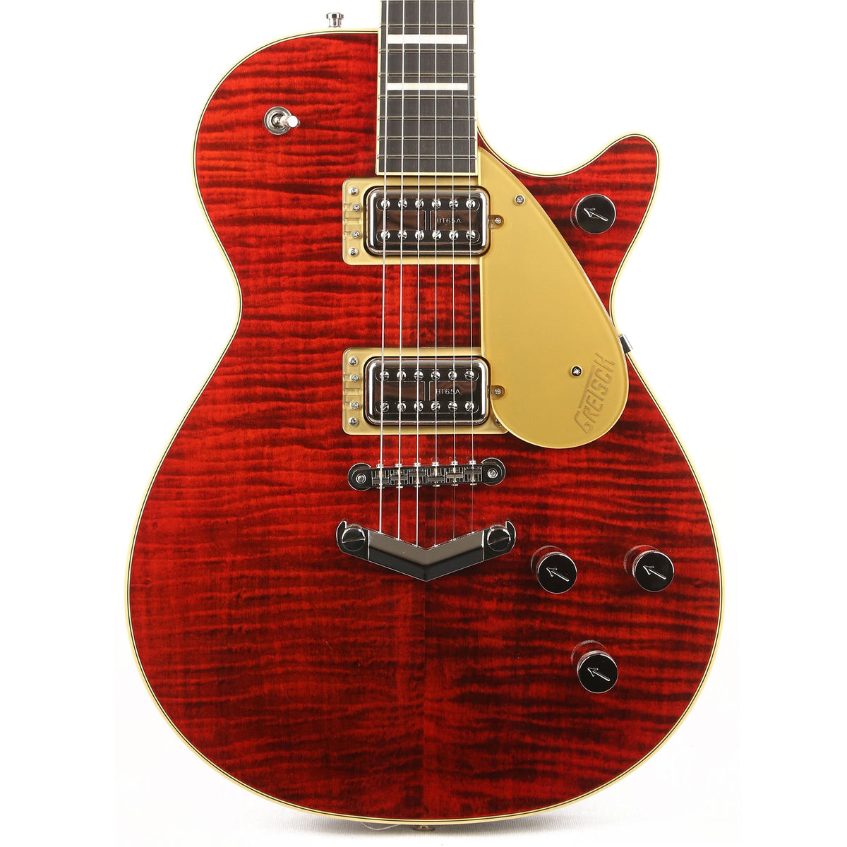 Gretsch G6228FM Players Edition Jet BT with V-Stoptail Flame Maple Crimson Stain — 1