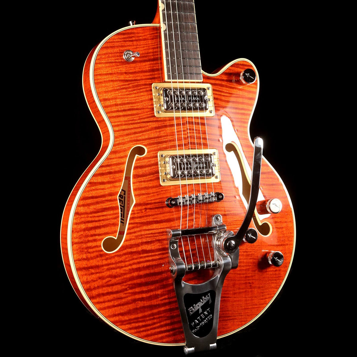 Gretsch G6659TFM Players Edition Broadkaster Jr. Center Block Single-Cut with String-Thru Bigsby Bourbon Stain — 6