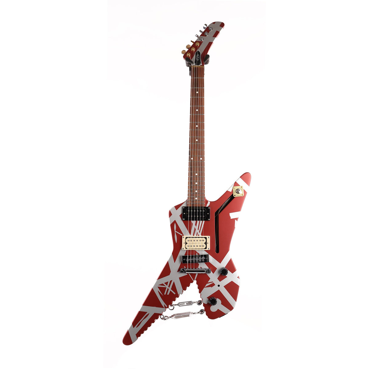 EVH Striped Series Shark Burgundy with Silver Stripes — 2