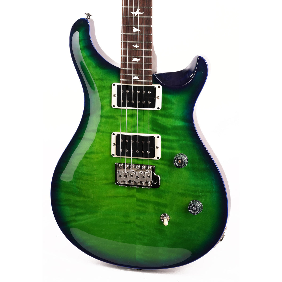 PRS CE24 Eriza Verde with Black Burst and Blue Binding — 7