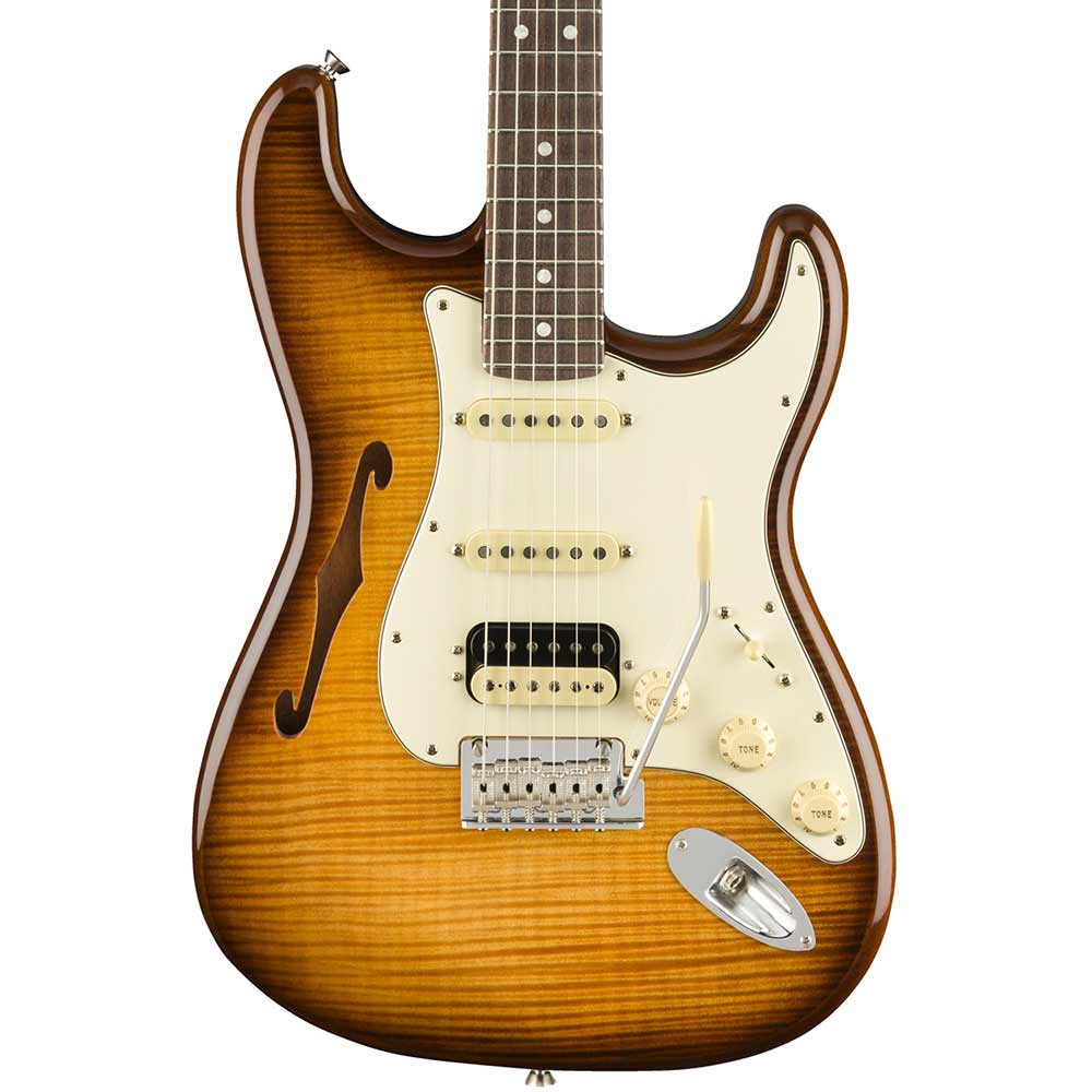 Fender Rarities Stratocaster Thinline HSS Rosewood Neck Violin Burst — 1