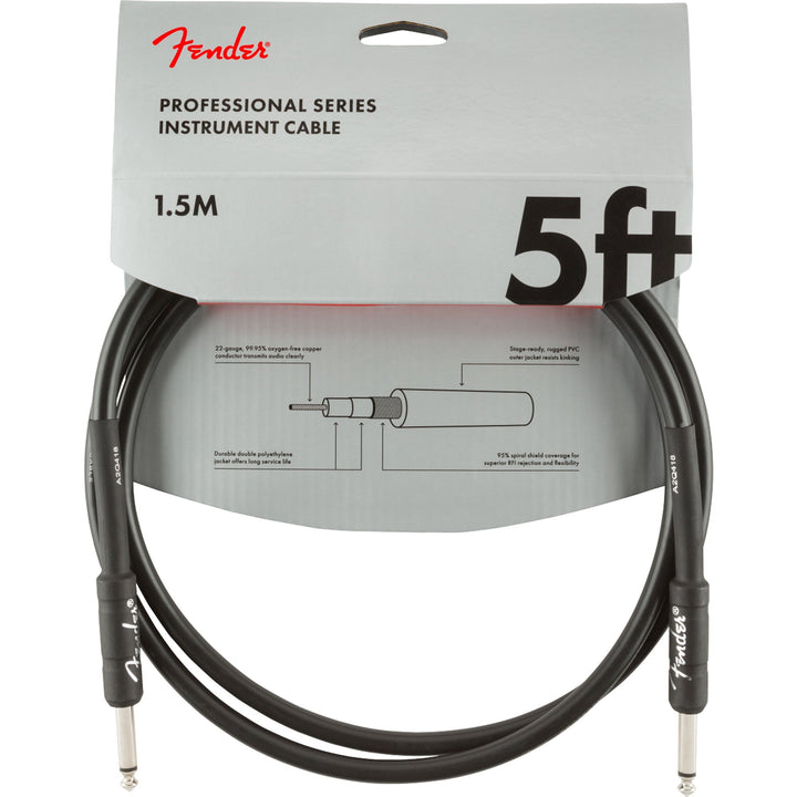 Fender Professional Series Instrument Cable 5 Feet Straight to Straight