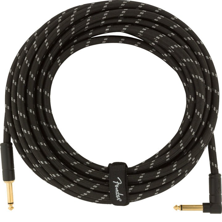 Fender Deluxe Series Instrument Cable 25 Feet Angled Black Tweed