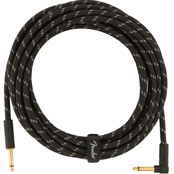 Fender Deluxe Series Instrument Cable 18.6 Feet Angled Black Tweed