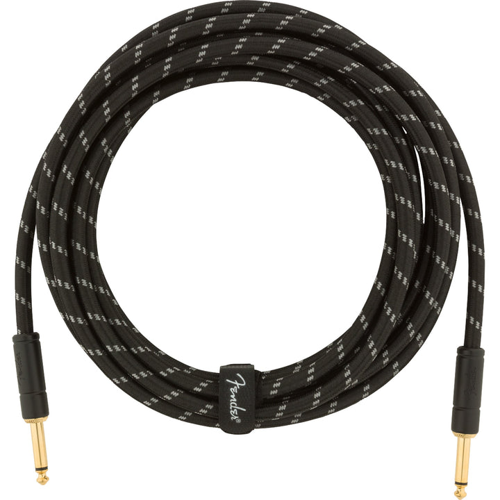 Fender Deluxe Series Instrument Cable 15 Feet Straight Black Tweed