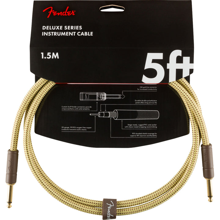 Fender Deluxe Series 5 Feet Patch Cable Tweed Straight Ends