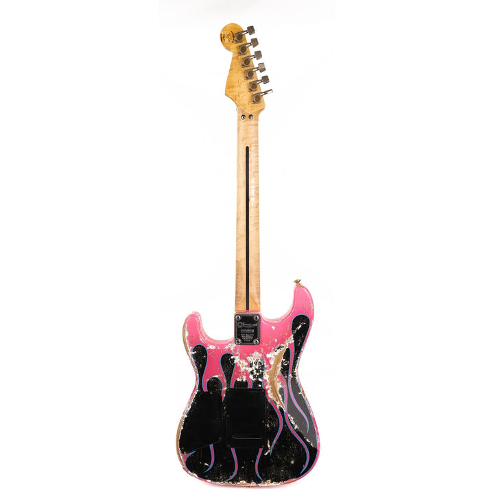 Charvel Custom Shop Graphic Nitro Relic San Dimas Masterbuilt Black and Magenta Flames