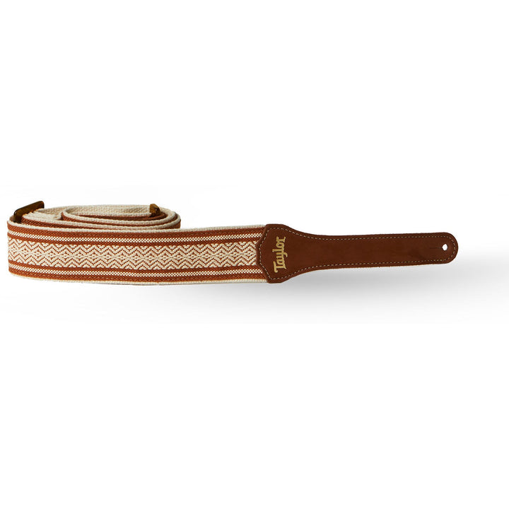 Taylor Jacquard Cotton Guitar Strap 2 Brown and White