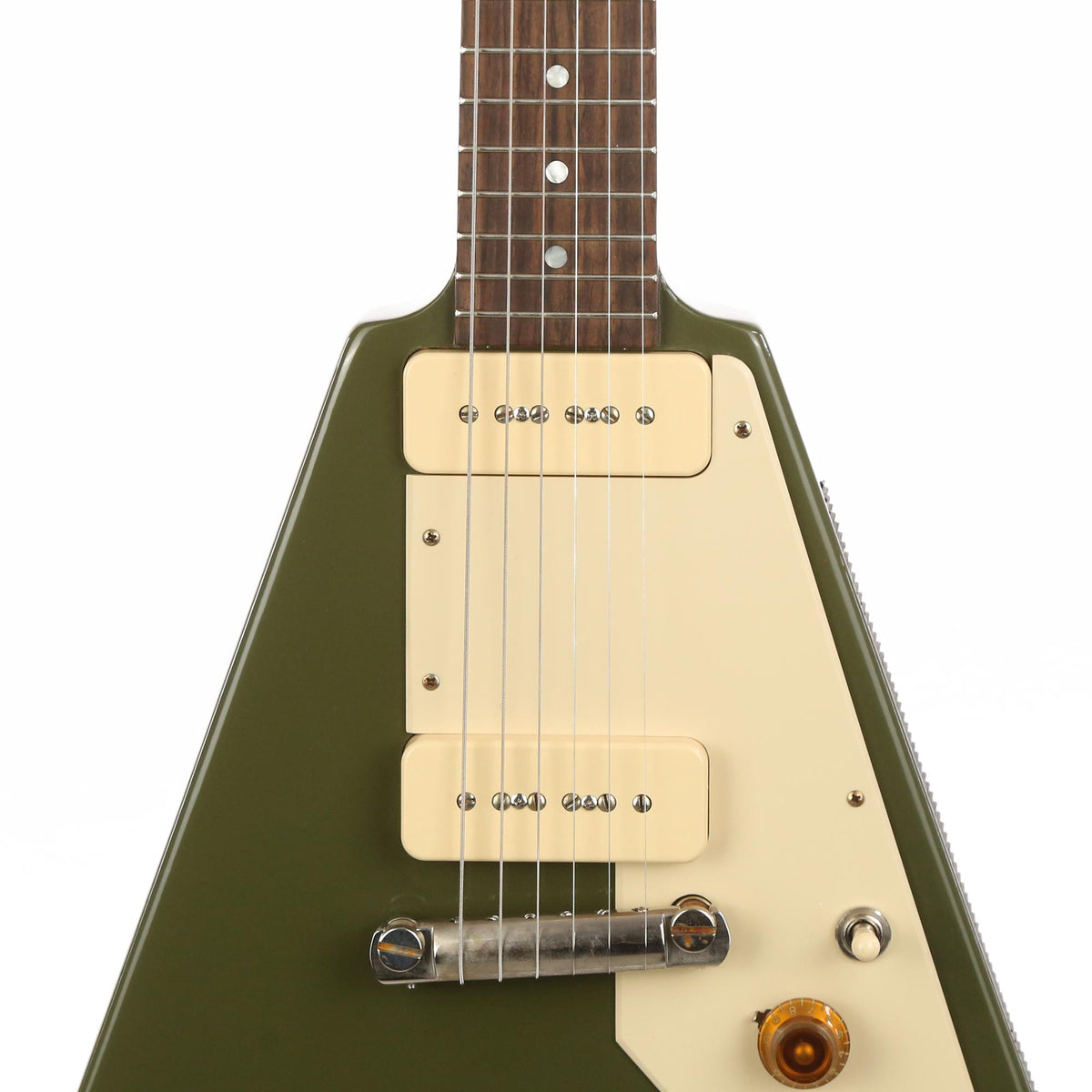 Gibson Custom Shop '59 Flying V Made 2 Measure Olive Drab Green — 6