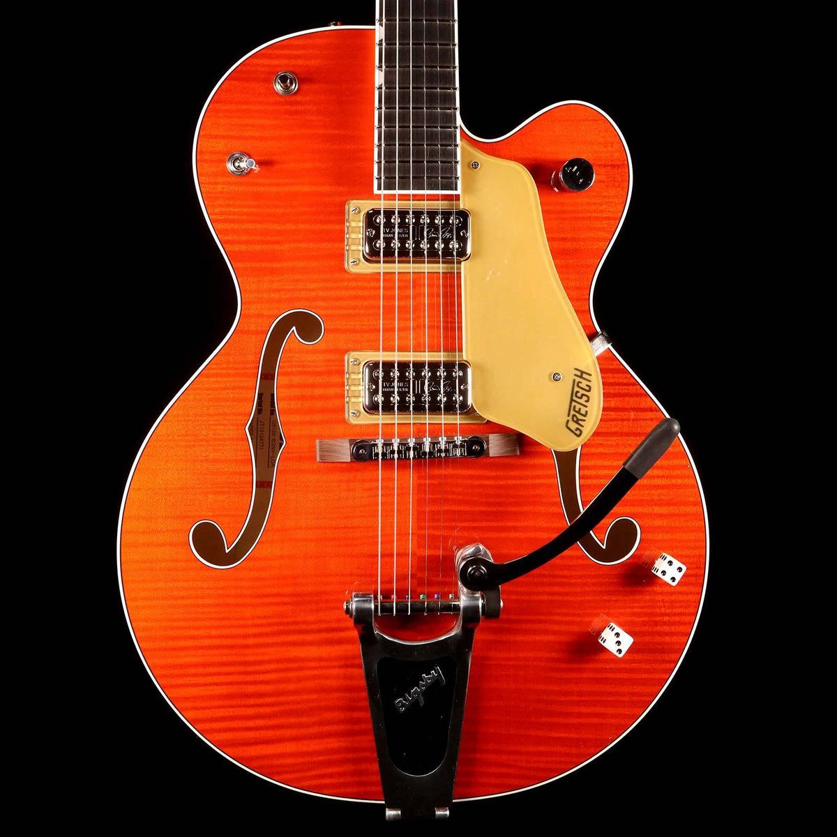 Gretsch G6120SSL-OFLM Brian Setzer Nashville with Bigsby Orange Tiger Flame Maple — 1