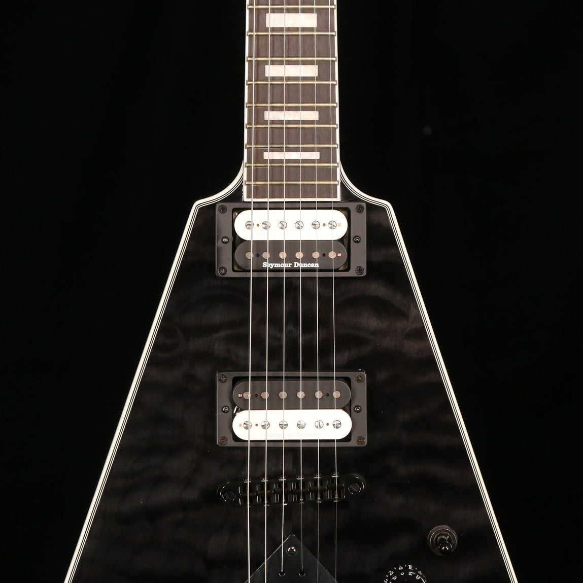 Dean V Select Series Quilt Top Trans Black | The Music Zoo