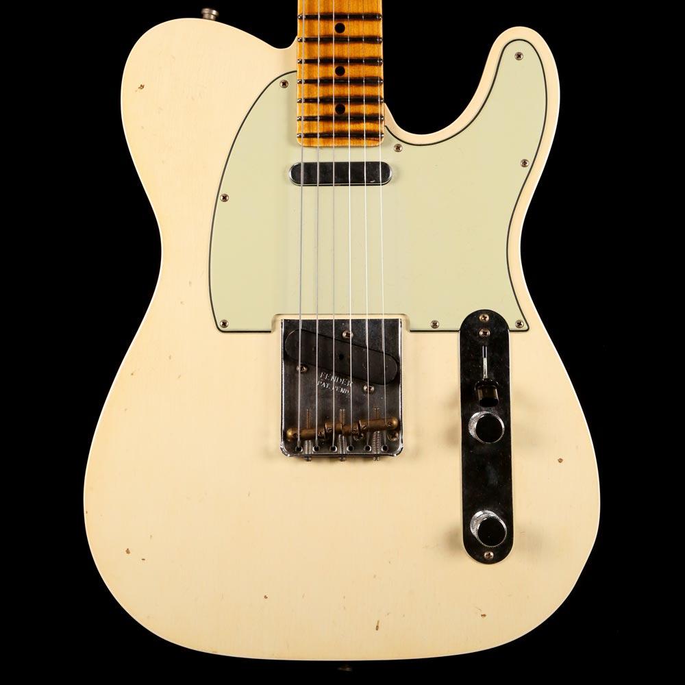 Fender Custom Shop Postmodern Telecaster 2019 Journeyman Relic Aged Olympic White and Charcoal Frost Metallic — 1