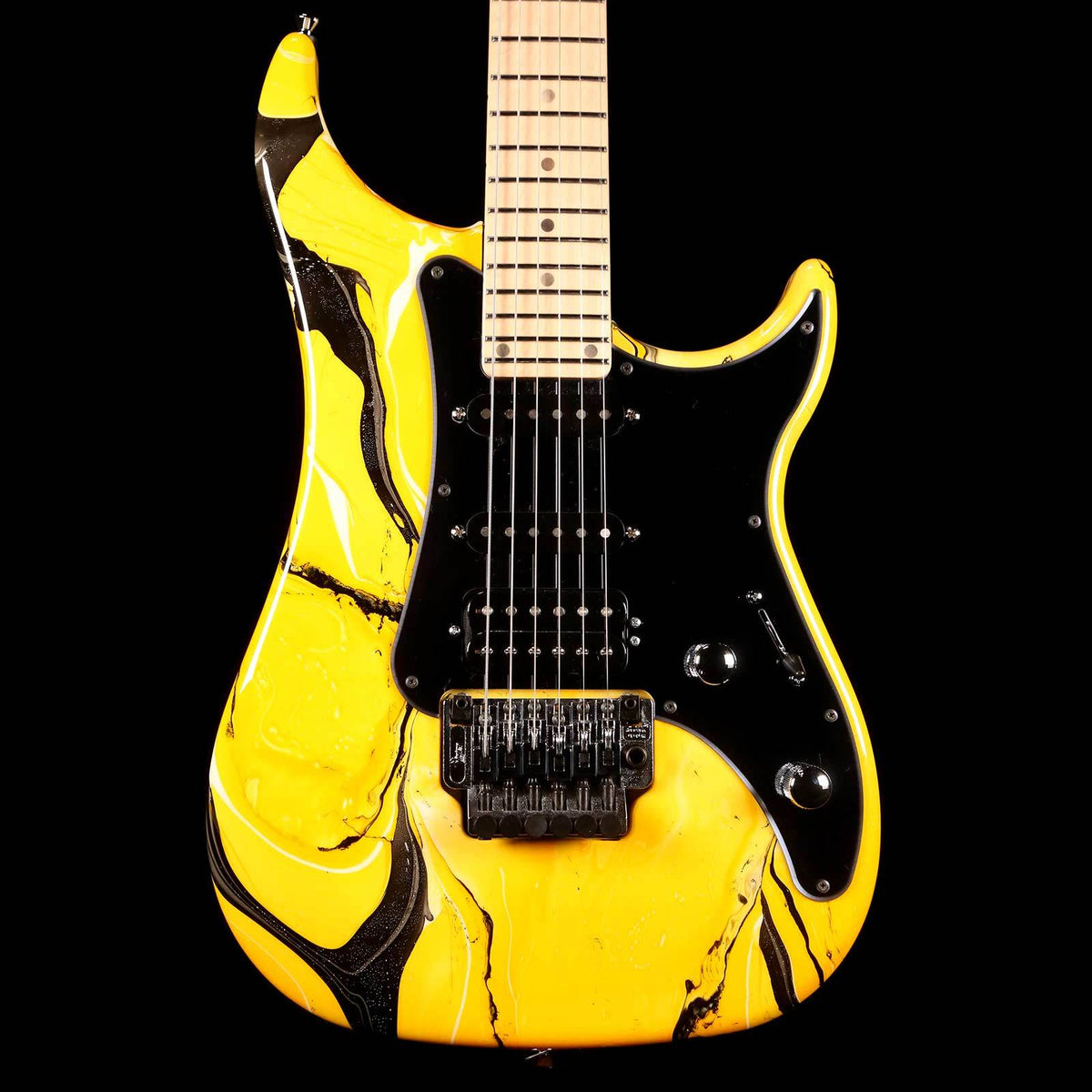 Vigier Excalibur Original HSS Rock Art Yellow/Black Swirl 2017 — 1