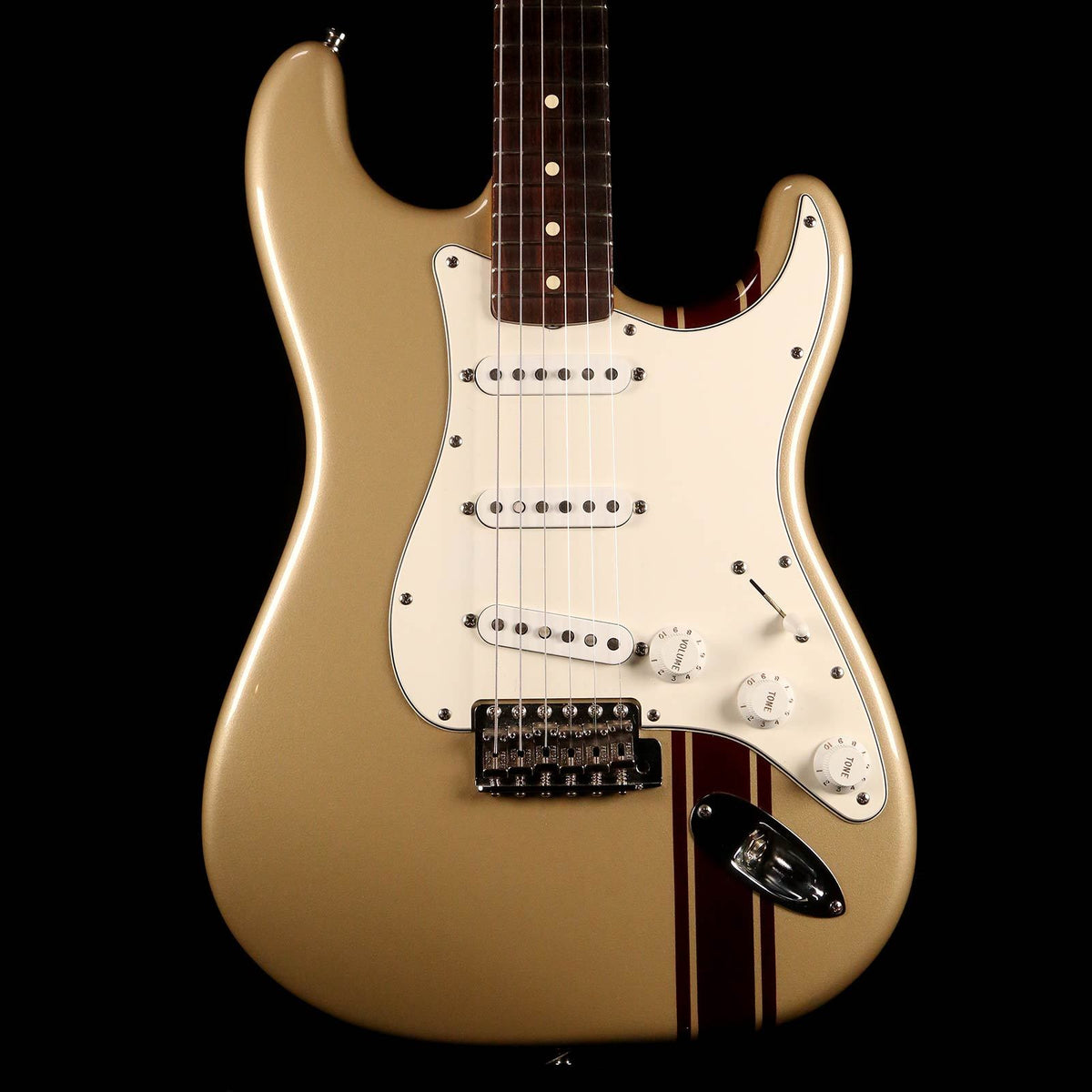 Fender John Mayer Signature Stratocaster Shoreline Gold with Burgundy Racing Stripe 2005 — 1