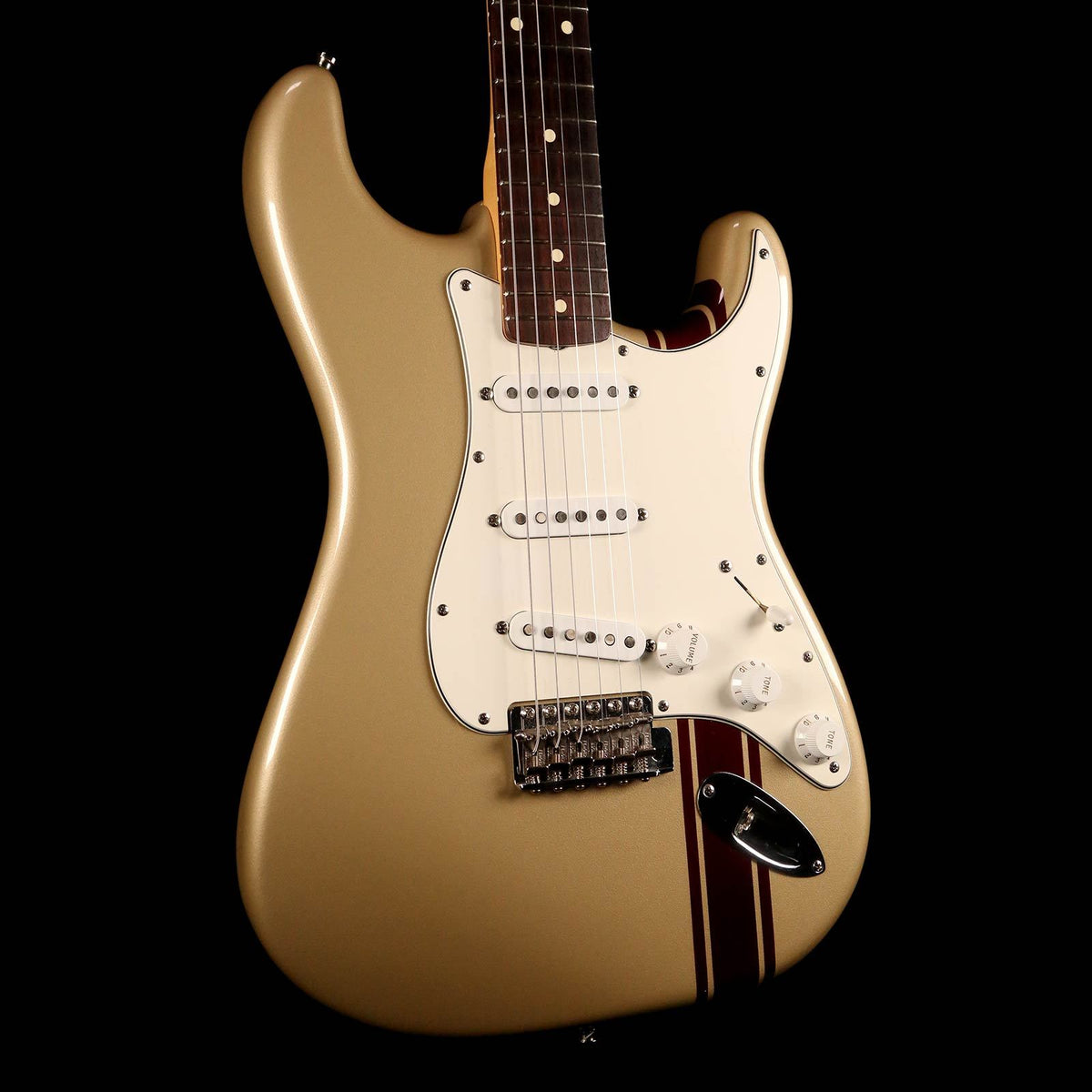 Fender John Mayer Signature Stratocaster Shoreline Gold with Burgundy Racing Stripe 2005 — 6