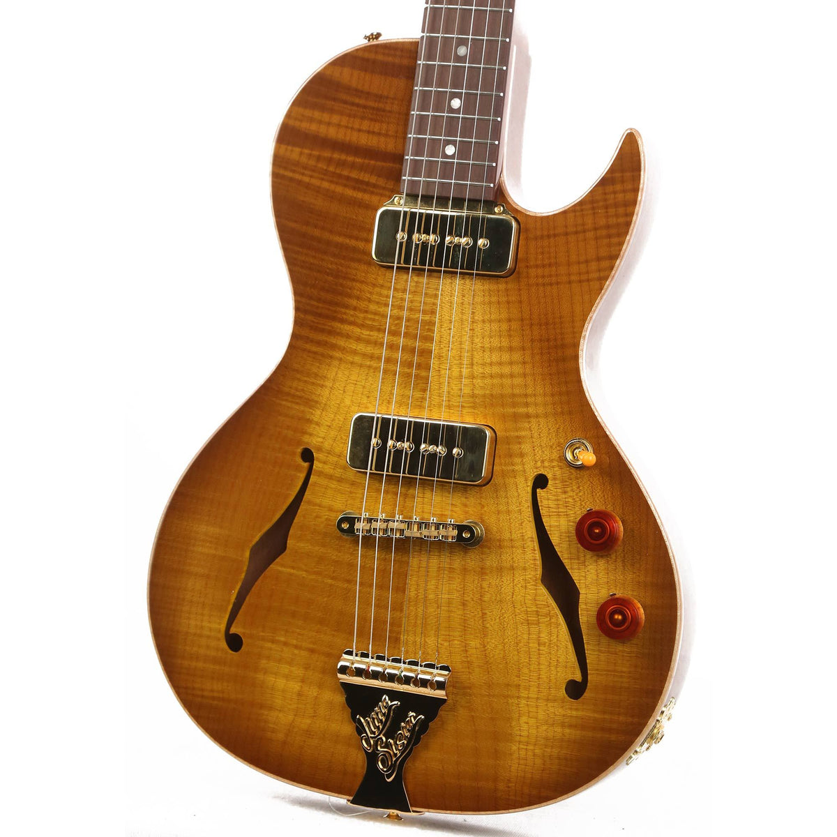 B&G Guitars Little Sister Crossroads Cutaway P-90 Honey Burst — 6