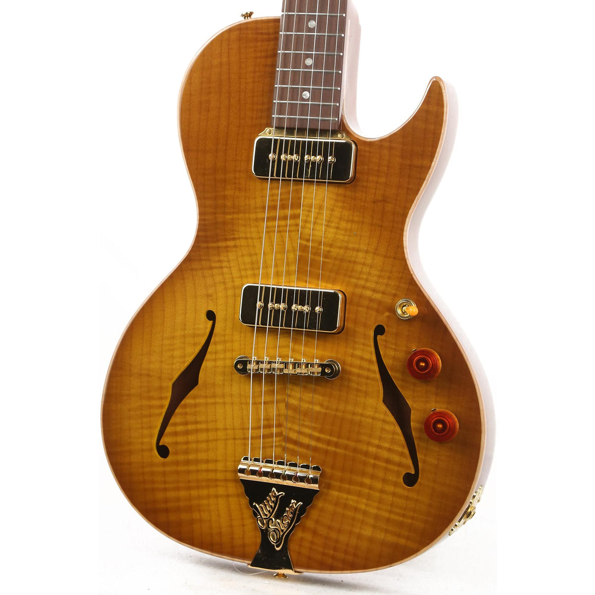 B&G Guitars Little Sister Crossroads Cutaway P-90 Honey Burst — 6