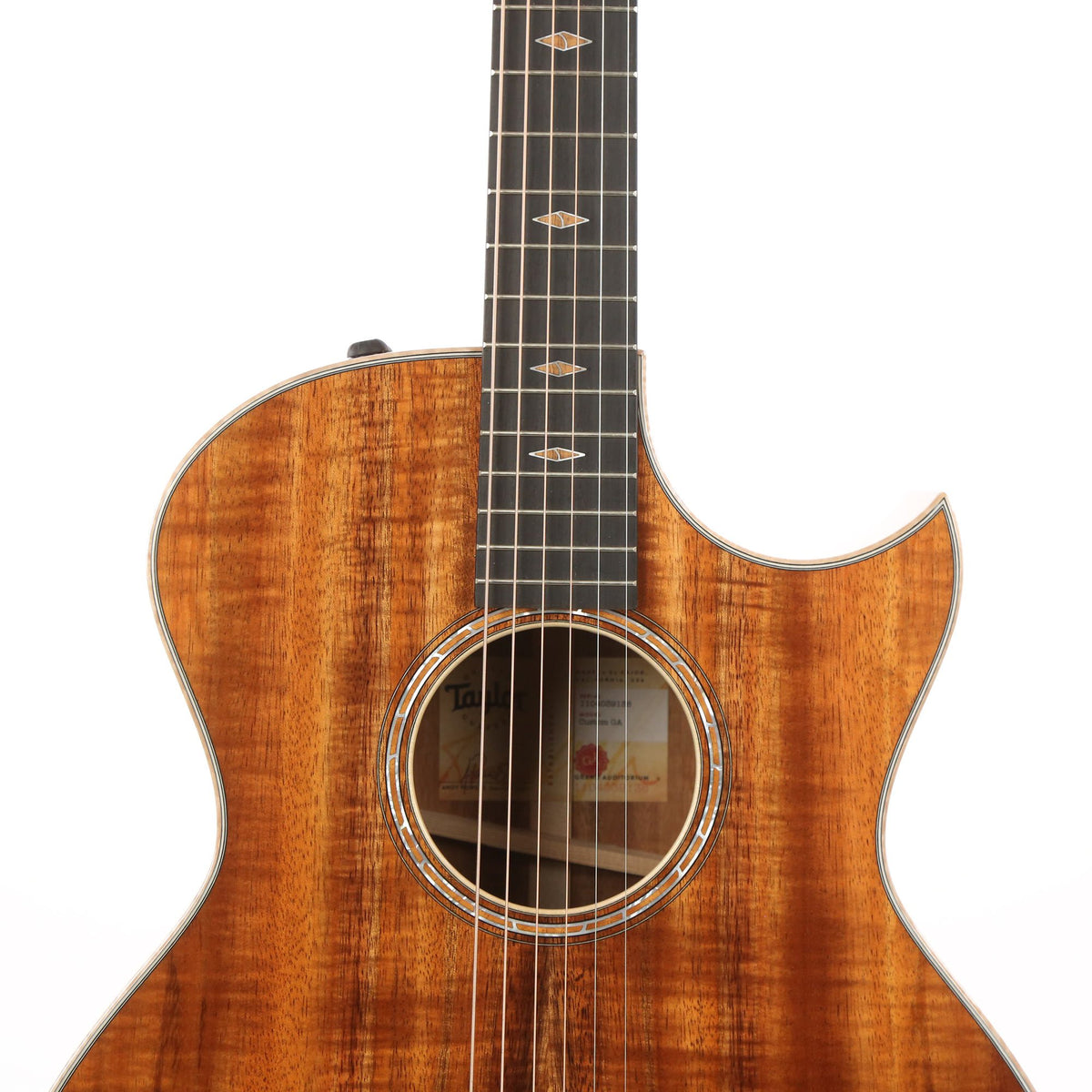 Taylor Custom Shop Grand Auditorium Florentine Cutaway Hawaiian Koa Natural — 7