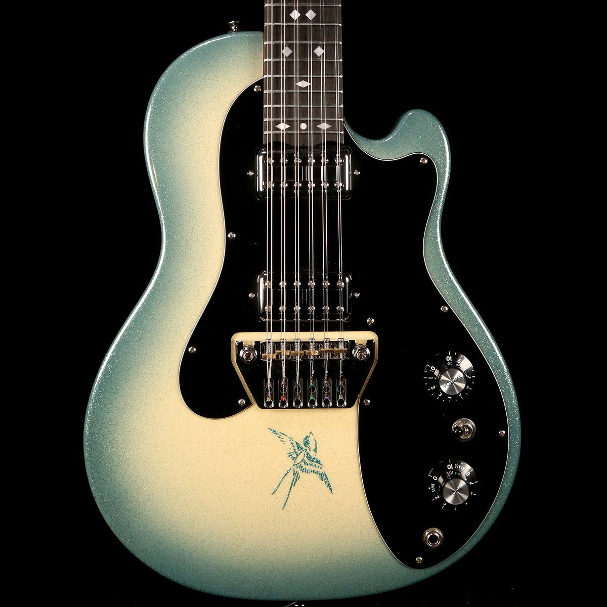 Ovation Glen Campbell Bluebird 12C Creme to Blue Flake Burst — 1