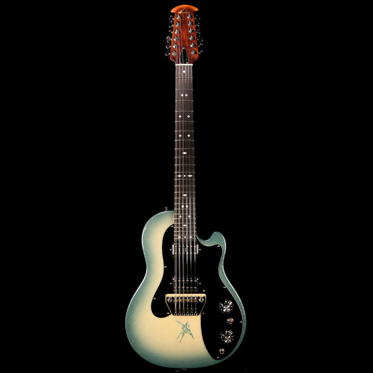 Ovation Glen Campbell Bluebird 12C Creme to Blue Flake Burst — 2