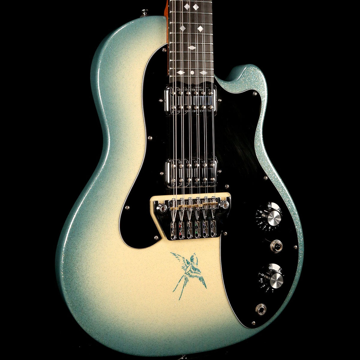 Ovation Glen Campbell Bluebird 12C Creme to Blue Flake Burst — 6