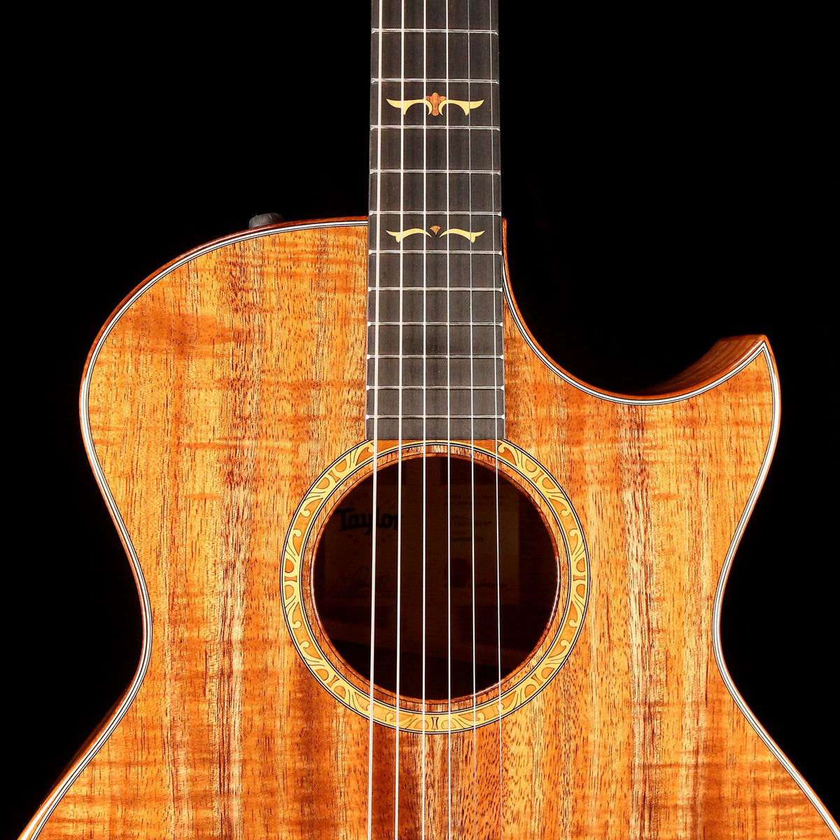 Taylor Custom Shop Grand Auditorium Florentine Cutaway Hawaiian Koa Natural — 7