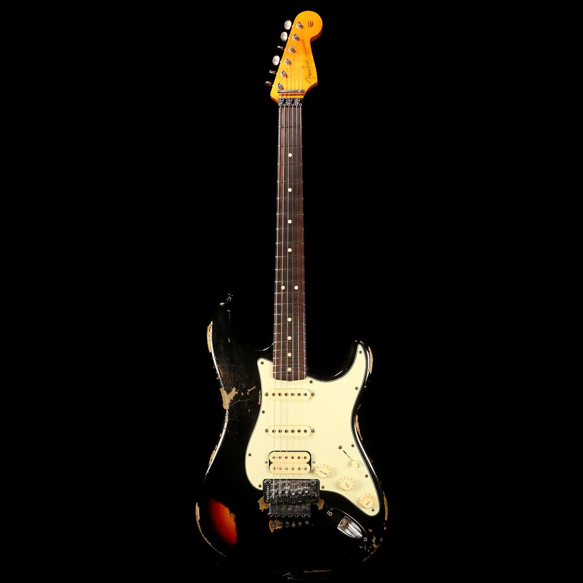 Fender Custom Shop Black Lightning Stratocaster HSS Floyd Rose Black over 3-Tone Sunburst — 2