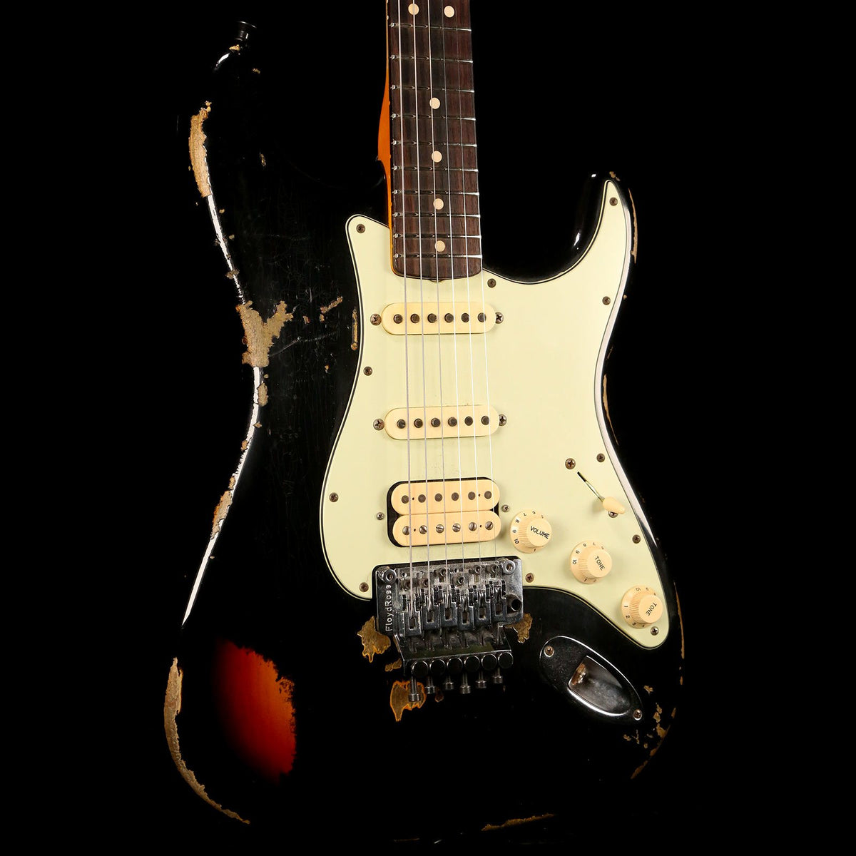 Fender Custom Shop Black Lightning Stratocaster HSS Floyd Rose Black over 3-Tone Sunburst — 6
