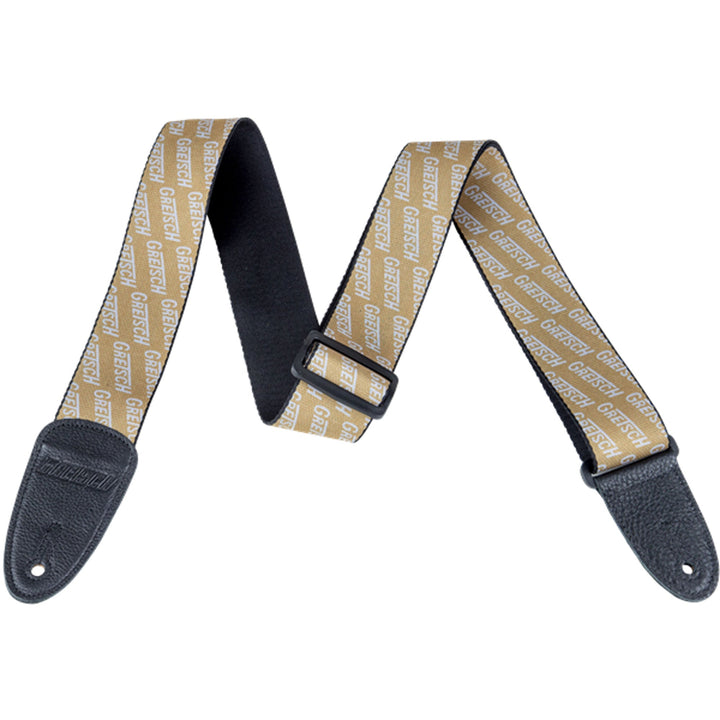 Gretsch Strap with White Logos Gold