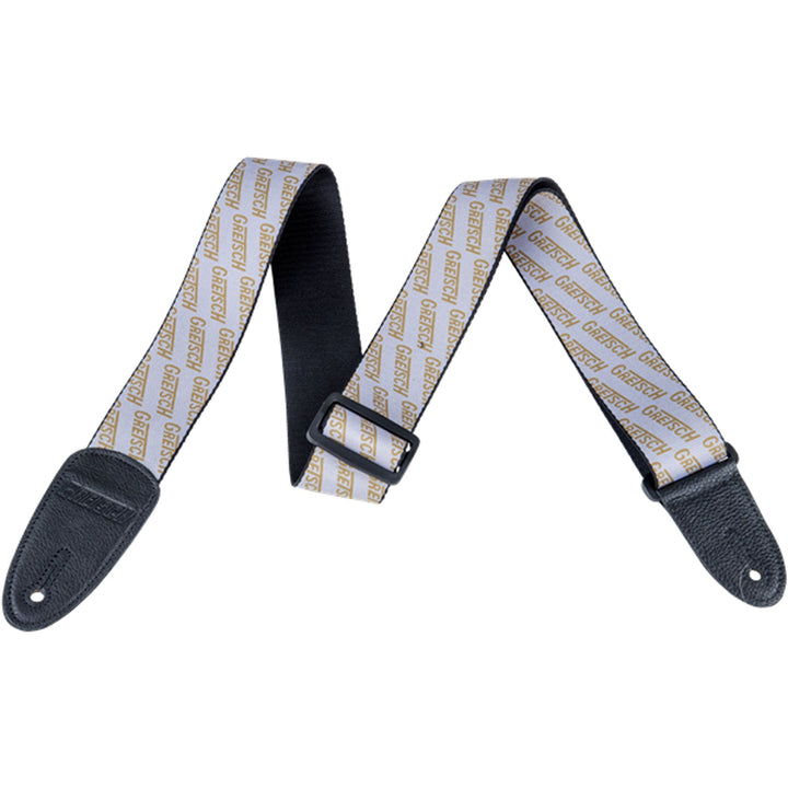 Gretsch Strap with Gold Logos White