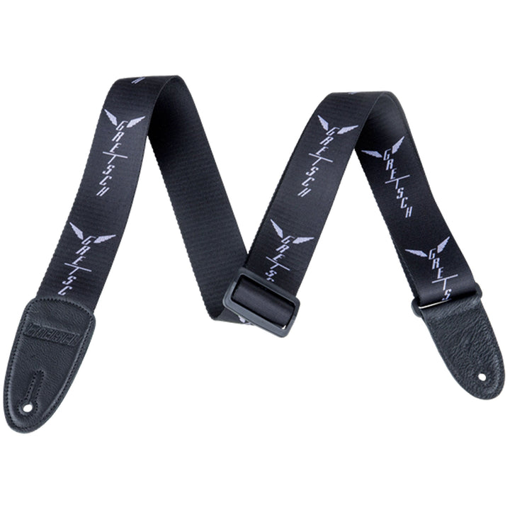Gretsch Wing Logo Pattern Strap Black with Grey