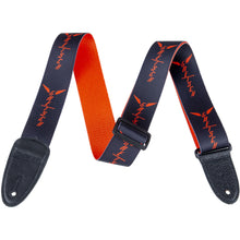 Gretsch Wing Logo Pattern Strap Black with Orange Logos