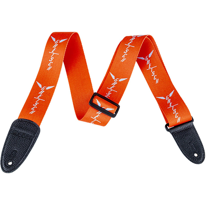 Gretsch Wing Logo Pattern Strap Orange with Gray Logos