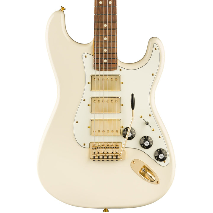 Fender Channel Exclusive Mahogany Blacktop Stratocaster HHH Olympic White with Gold Hardware