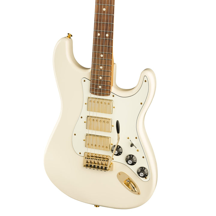 Fender Channel Exclusive Mahogany Blacktop Stratocaster HHH Olympic White with Gold Hardware