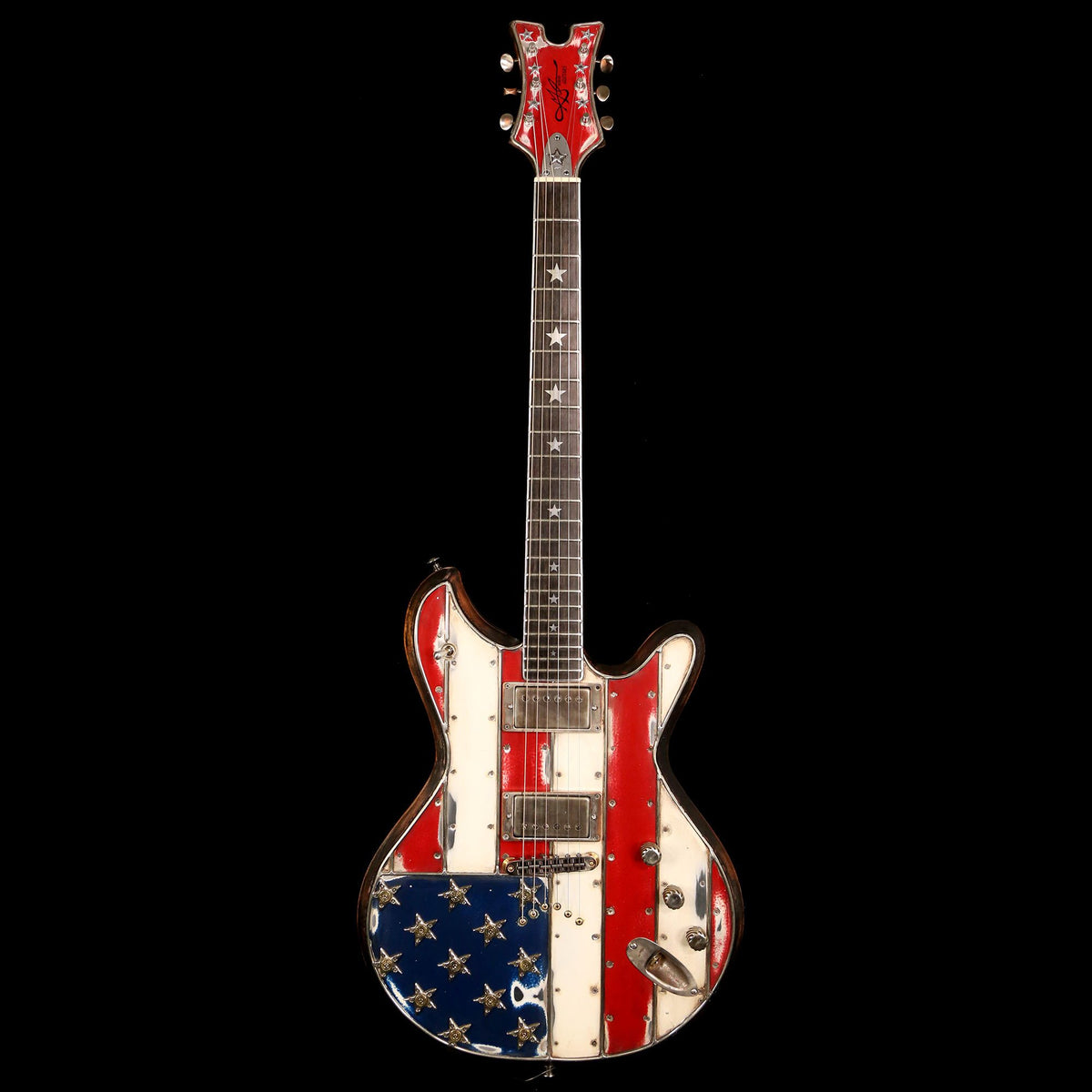McSwain SM-2 Red White and Bullets Guitar Aluminum Top American Flag — 2