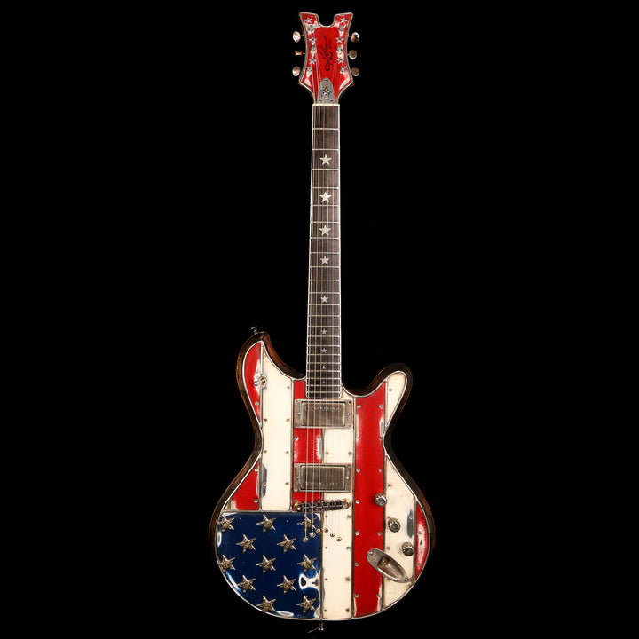 McSwain SM-2 Red White and Bullets Guitar Aluminum Top American Flag