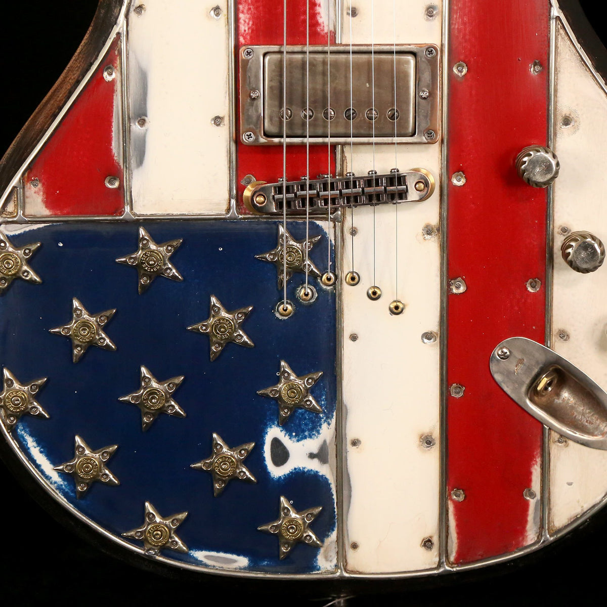 McSwain SM-2 Red White and Bullets Guitar Aluminum Top American Flag — 7