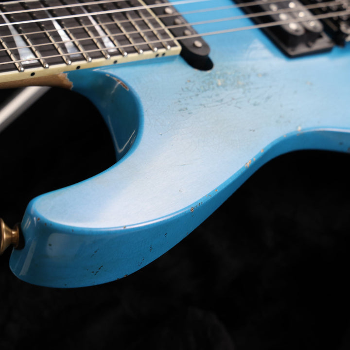 Jackson Custom Shop Music Zoo Exclusive Nitro Aged SL2H-V Soloist Robins Egg Blue Reverse Headstock