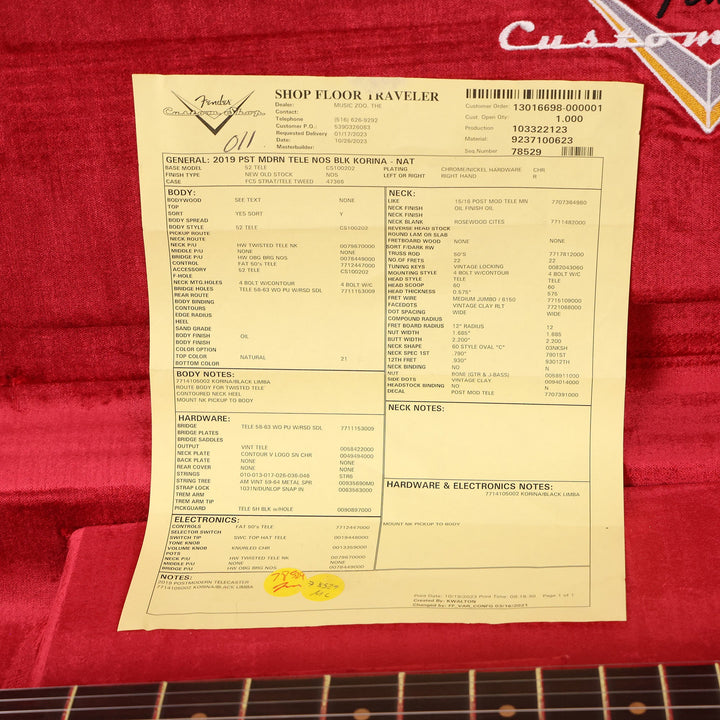 Fender Custom Shop Postmodern Telecaster Korina Oil Finish