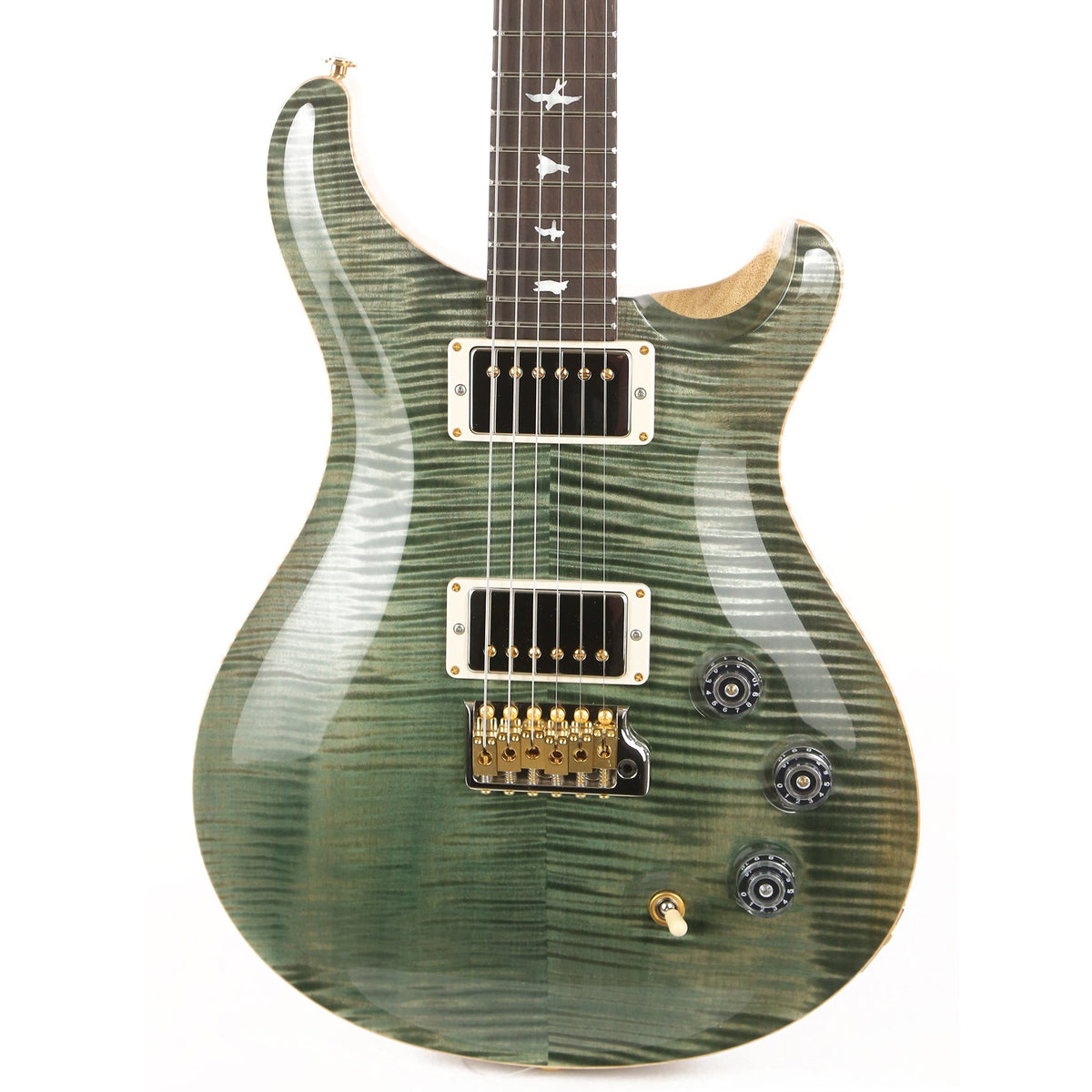PRS DGT Wood Library 10-Top with Korina Body and Brazilian Rosewood Fretboard Trampas Green — 1