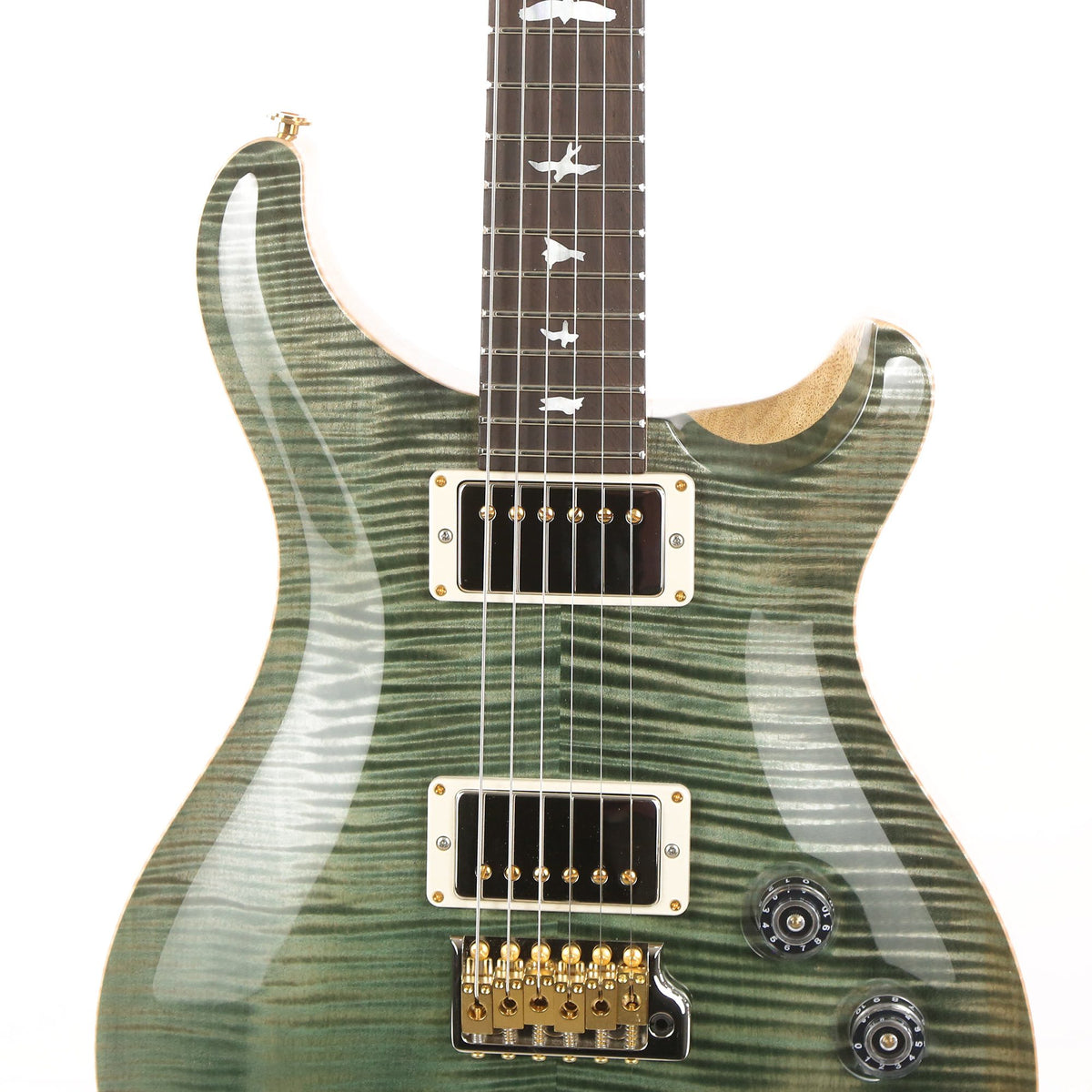 PRS DGT Wood Library 10-Top with Korina Body and Brazilian Rosewood Fretboard Trampas Green — 6