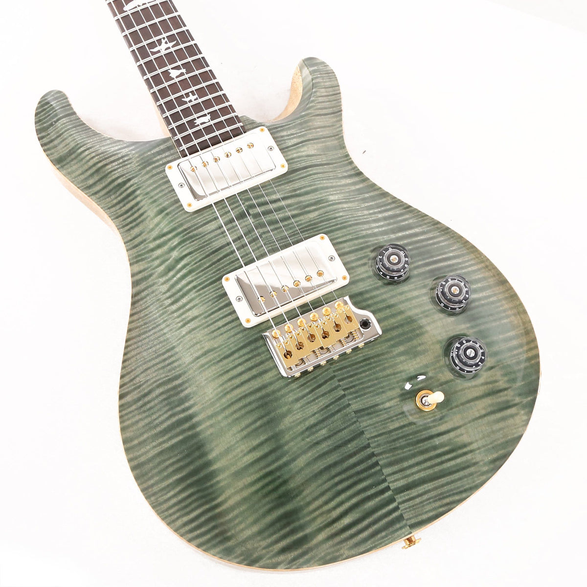 PRS DGT Wood Library 10-Top with Korina Body and Brazilian Rosewood Fretboard Trampas Green — 8
